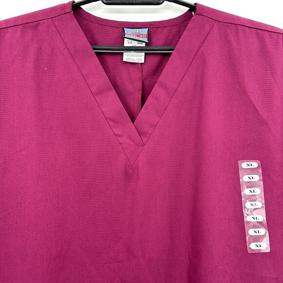 Cherokee Authentic Scrubs Workwear Top Womens Missy Fit XL NWT Wine V-neck - Picture 2 of 6
